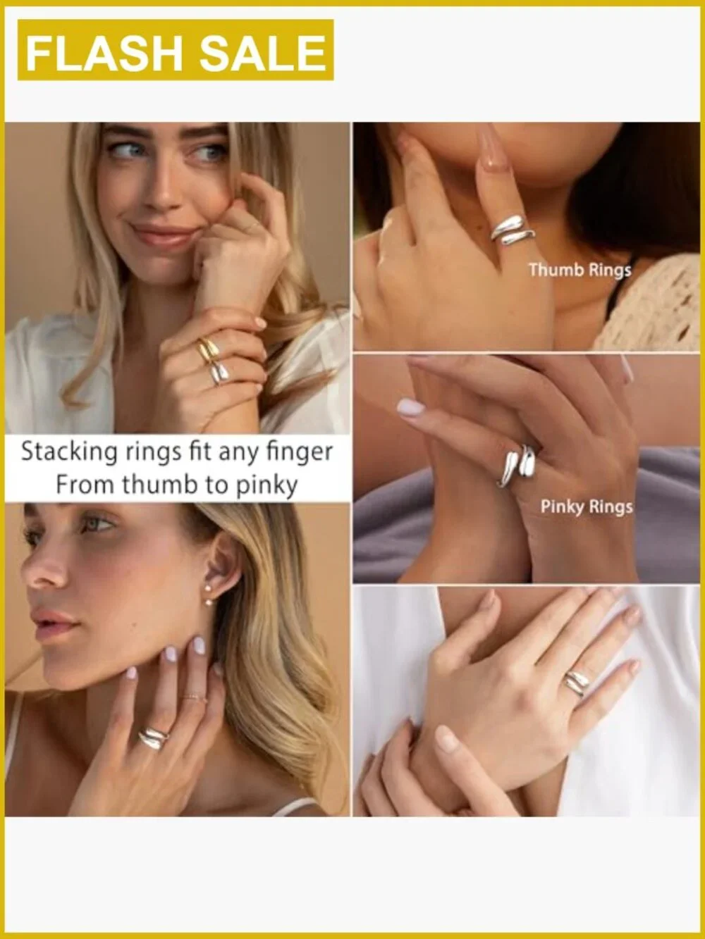 Non Tarnish Gold Chunky Twist Dome Ring Stackable Silver Stainless Steel
